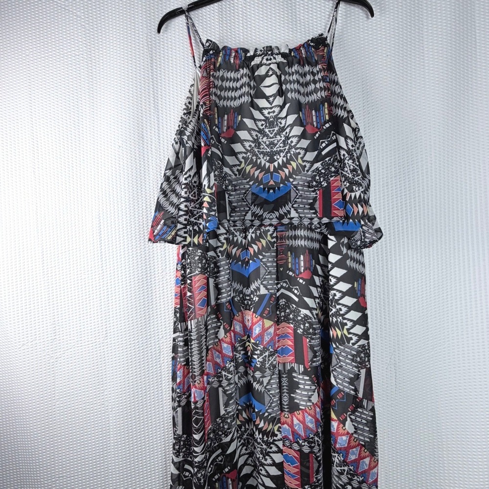 NY Collection Woman Geometric Tribal Print Maxi Dress Black Red 2X Sleeveless - Picture 5 of 10